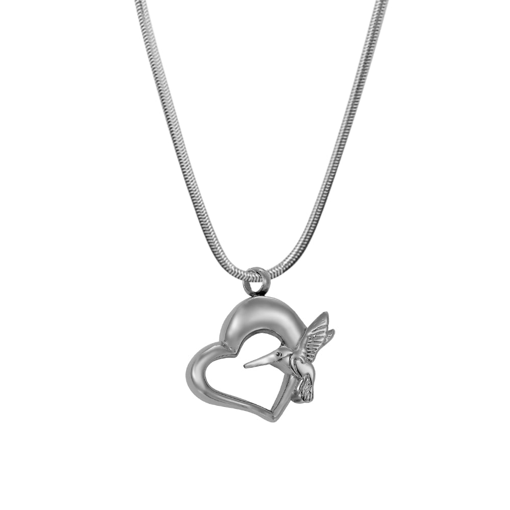 Heart Huimmingbird Mini Ashes Holder Cremation Jewelry Memorial Jewelry Cremation Urn Necklace with Funnel Kit