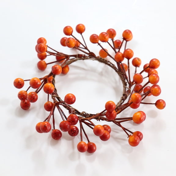 Orange Berry Candle Ring Garland for Fall Thanksgiving Wedding Centerpiece Decor