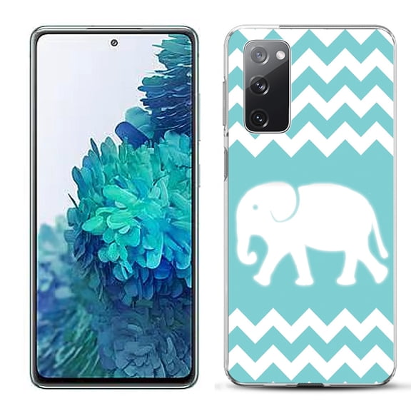Slim-Fit Gel TPU Phone Case for Samsung Galaxy S20 FE 5G Fan Edition, by OneToughShield ® - Chevron/Elephant