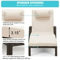 thumbnail image 6 of HOMREST Chaise Lounge Chairs Set of 2 for Outside, Adjustable 5 Position Outdoor PE Rattan Wicker Patio Pool Lounge Chair with Arm, Cushion, Pillow and Wheels for Poolside Backyard Deck Porch,Khaki, 6 of 7