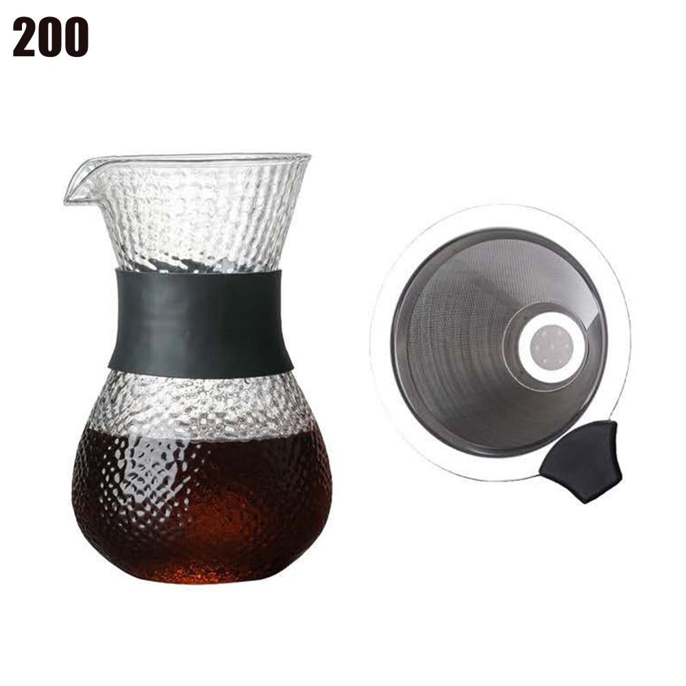Cafetière en Verre Résistant à la Chaleur Grain de Bois Filtre à Café