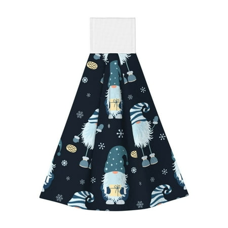 

Horeoi Gnome and Snowflakes Print Coral Fleece Microfiber Hanging Hand Towel Absorbent Hand Towel Quick Dry Thicken Cleaning Cloths Wipes Rags for Kitchen & Bathroom