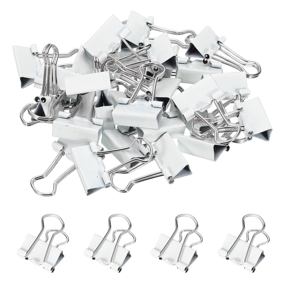 0.75 Inch Small Binder Clips, 30 Pcs Sturdy Paper Clamps with Silver Wire Handles for Home Office Supplies Business Paperwork Document Organizing, White