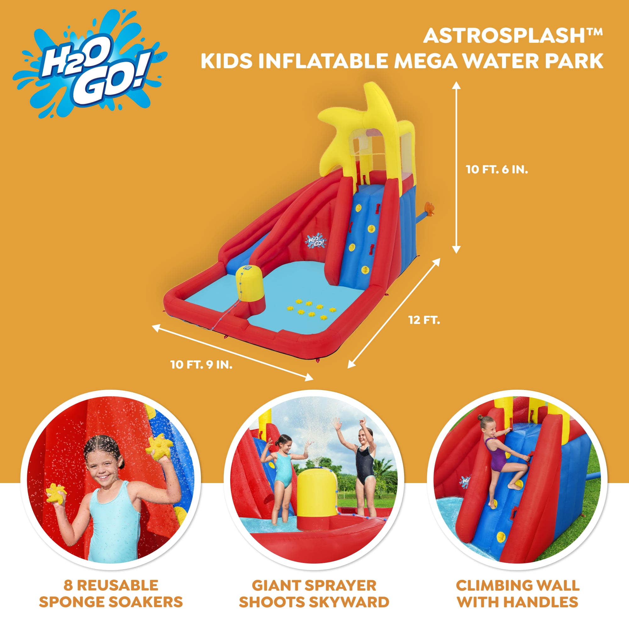 H2OGO! AstroSplash Kids Inflatable Mega Water Park 10'9"