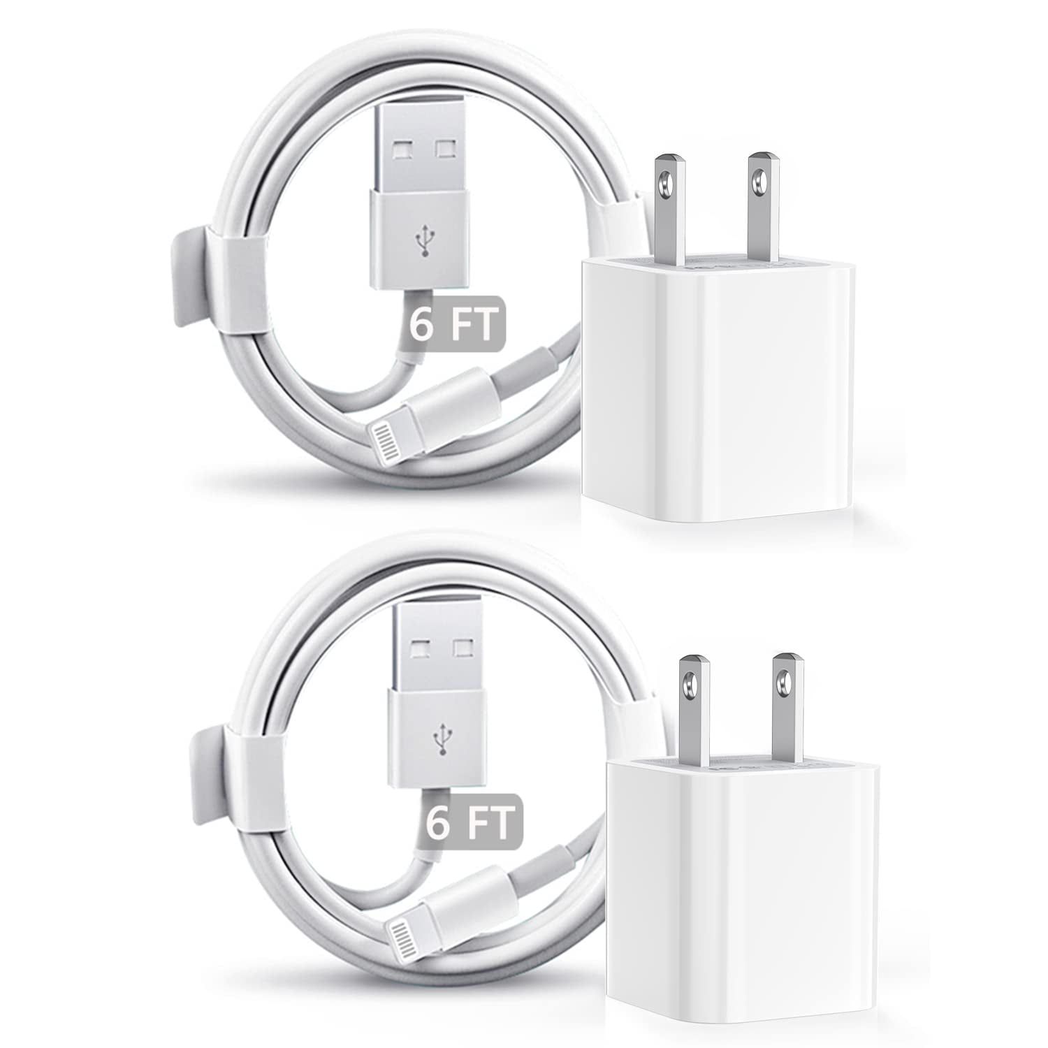 Iphone Charger Apple Mfi Certified 2pack Apple Chargers Fast Quick Charging Travel Cube Block Long 6ft Lightning Cable Cord Usb Wall Adapter For Iphone 14 Pro 13 12 11 10 Xs Max Xr X 8 8 Plus 7 6 Se Walmart Com