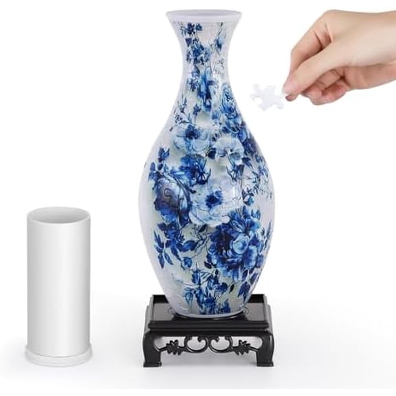 3D Puzzle Vase for Adults,Puzzle Planter Pot for Women,3D Art Jar Puzzles for House Flowers Arrangements and Home Decoration (Roses and Butterflies)