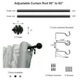 thumbnail image 4 of 2 Pack Adjustable 3/4" Single Window Curtain Rod 50" to 82" Taupe, 4 of 4