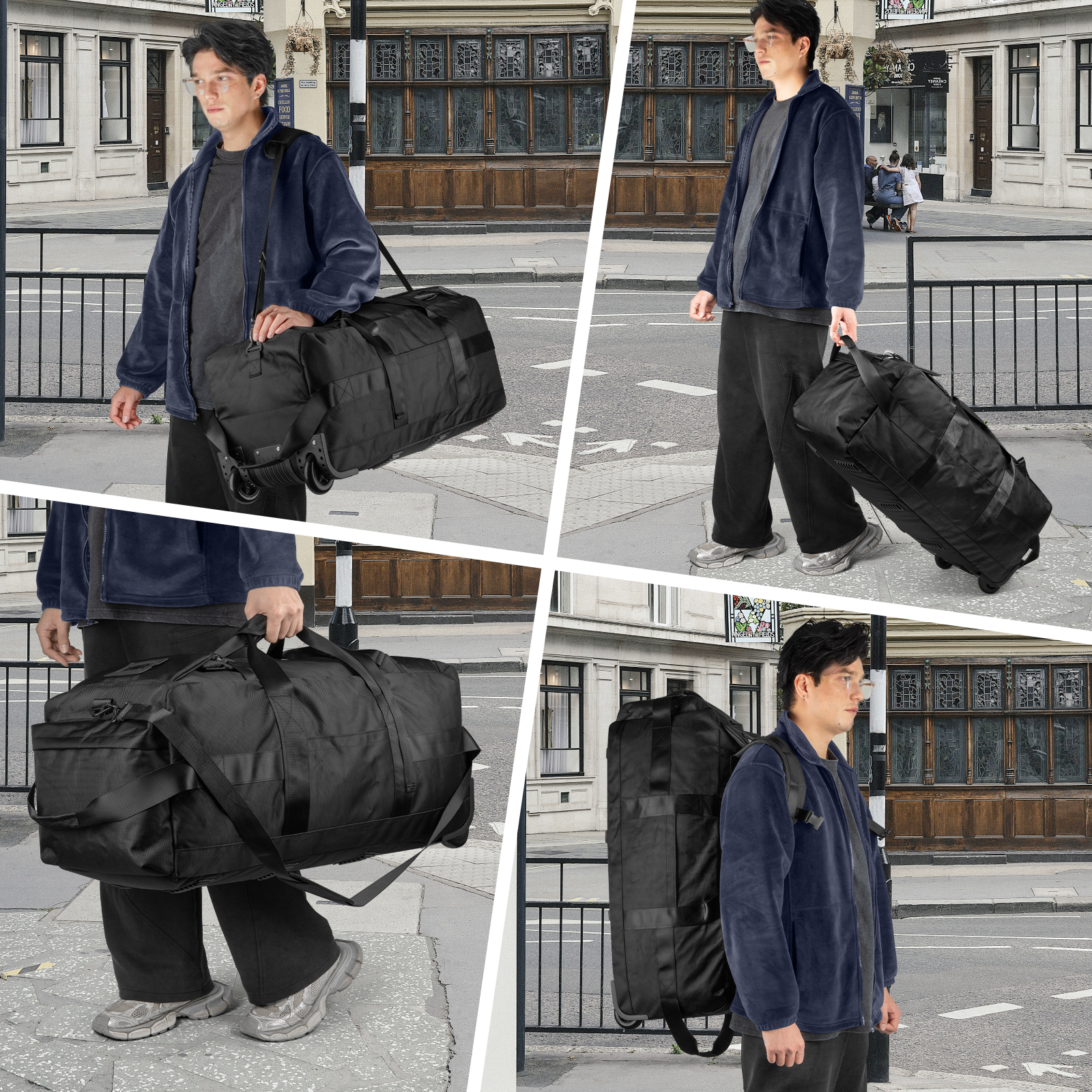 DAKOMM 90L Foldable Rolling Duffel Bag with Wheels photo 7