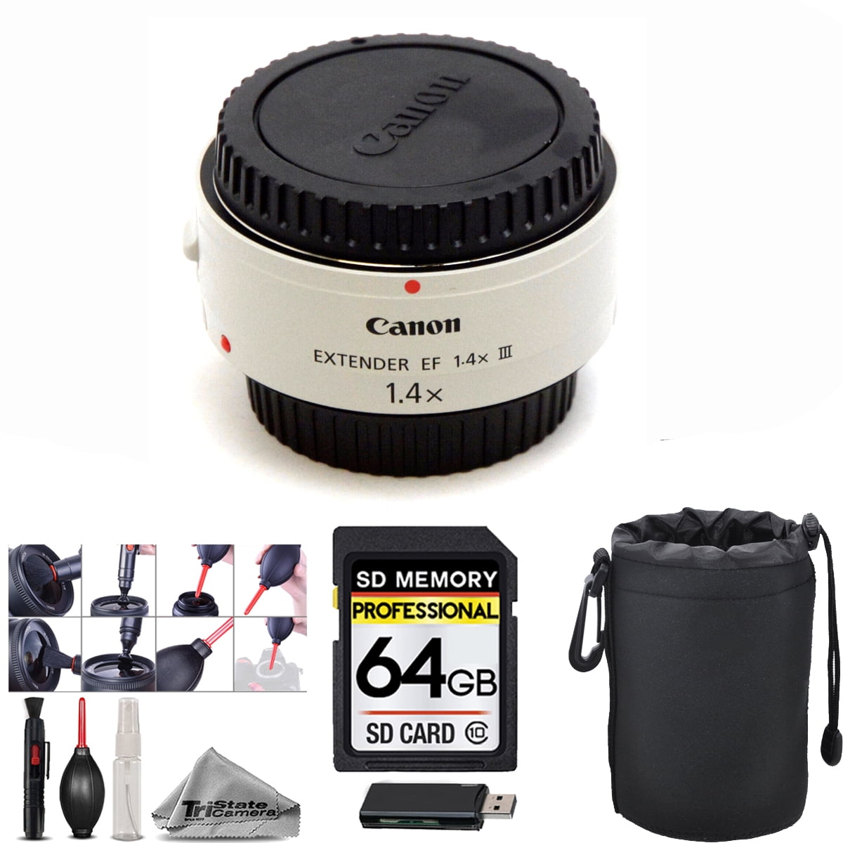 Canon Extender EF 1.4X III + Lens Pouch + Cleaning Kit + Card Reader +  64GB- Kit