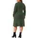 thumbnail image 3 of Vestido de suéter de mujer de tallas grandes Agnes Orinda, cuello redondo, manga larga, pulóver de punto, vestidos de suéter de otoño e invierno, 1X verde ejército, 3 of 5