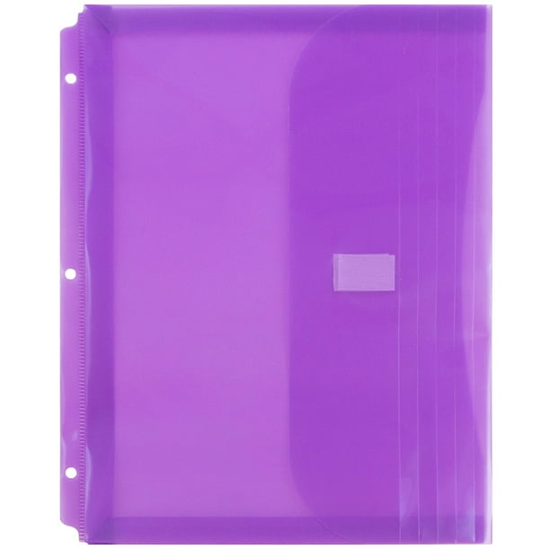 JAM Plastic Binder Envelopes with Hook & Loop Closure & 3 Hole Punch