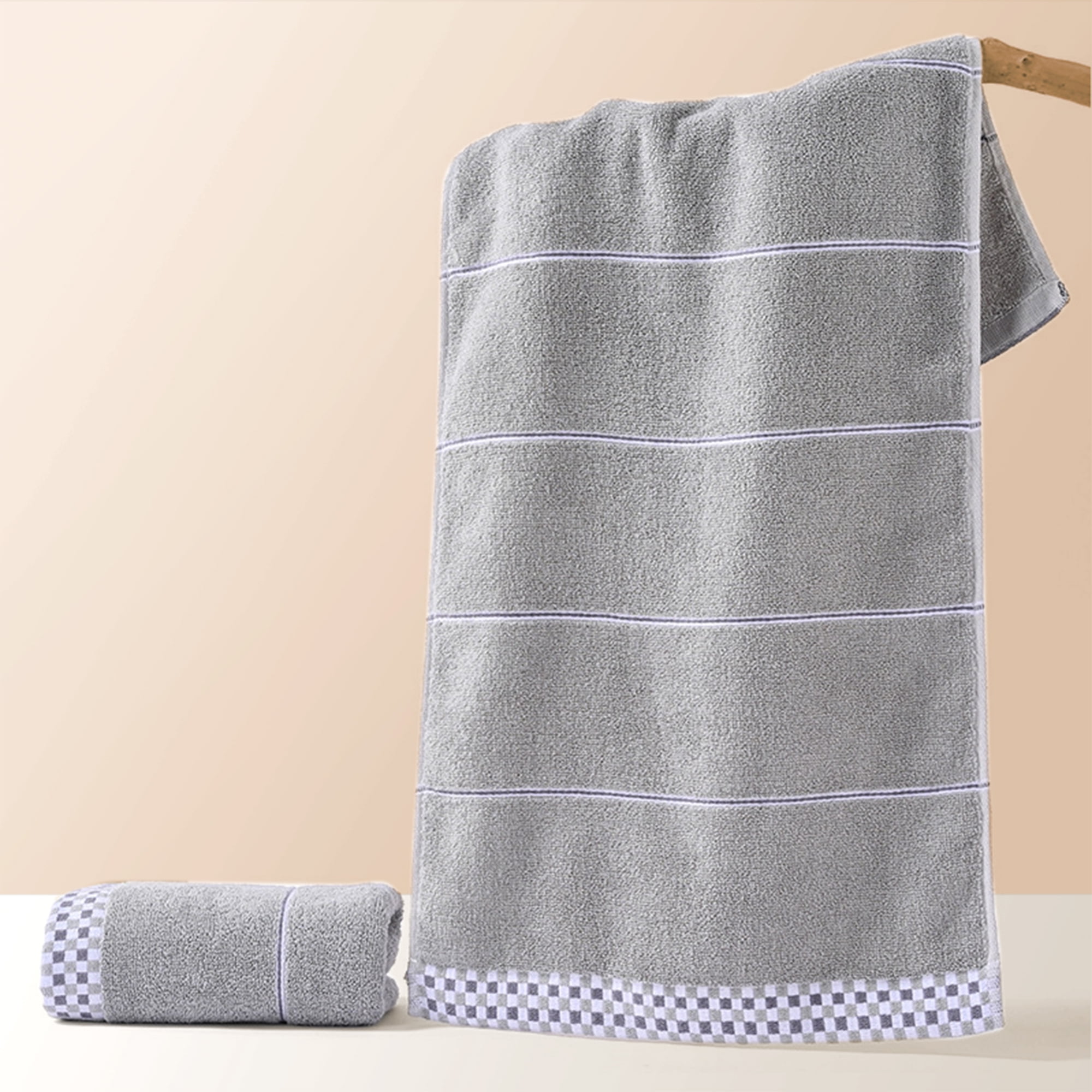 Unique Bargains 14" x 30" Striped Checked Hand Towels Blue/Light Green 6