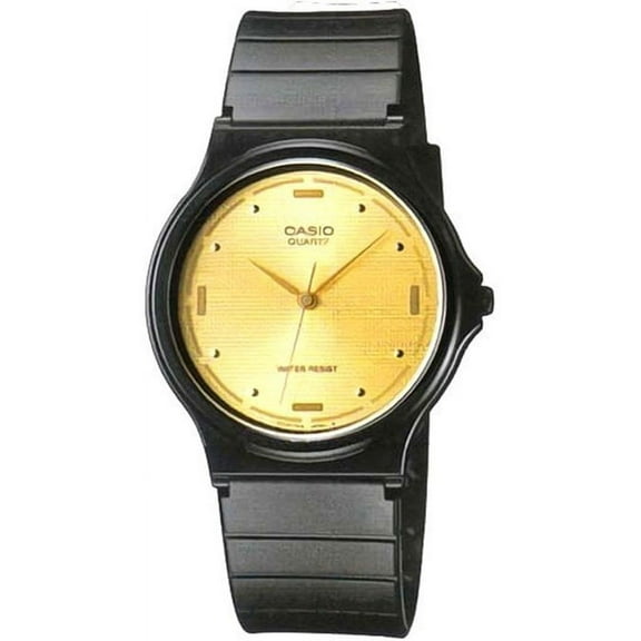 Casio General Men's Watch Analog Black Ruber Gold Face Watch MQ-76-9AL