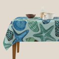 thumbnail image 2 of Navy Blue Teal Nautical Starfish Beach Coastal Sea Beachy Waterproof Picnic Party Square Table Cloth Cover 60 X 60 Inches Square Tablecloth for 30-46 Inch Home Dining Room Kitchen, 2 of 6