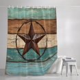 thumbnail image 3 of Texas Star Rustic Shower Curtains for Bathroom, Western Teal Brown Ombre Wooden Vintage Waterproof Fabric Shower Curtain, Decorative Bathroom Curtain for Bathtub, 66"x72" , No Hooks Included, 3 of 9