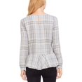 thumbnail image 2 of VINCE CAMUTO Womens Gray Ruffled Plaid Long Sleeve Jewel Neck Peplum Top  Size: S, 2 of 2