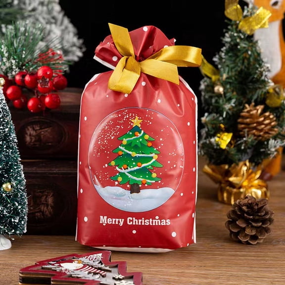 Monebena 50 Pcs Christmas Candy Bags Christmas Drawstring Treat Bags Christmas Goodie Bags Cookie Bags for Christmas Party Bags Supplies 15*23 cm M01