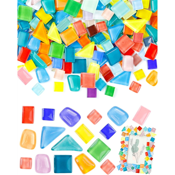 Carreaux de Mosaïque pour Artisanat en Vrac - Petite Carreau de Mosaïque Multicolore Irrégulière, Kit de Verre Mosaïque Formes Mixtes pour Art, Décoration