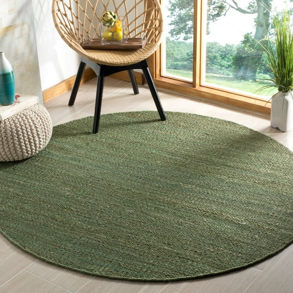 SAFAVIEH Natural Fiber Clara Braided Jute Area Rug, Green, 6' x 6' Round