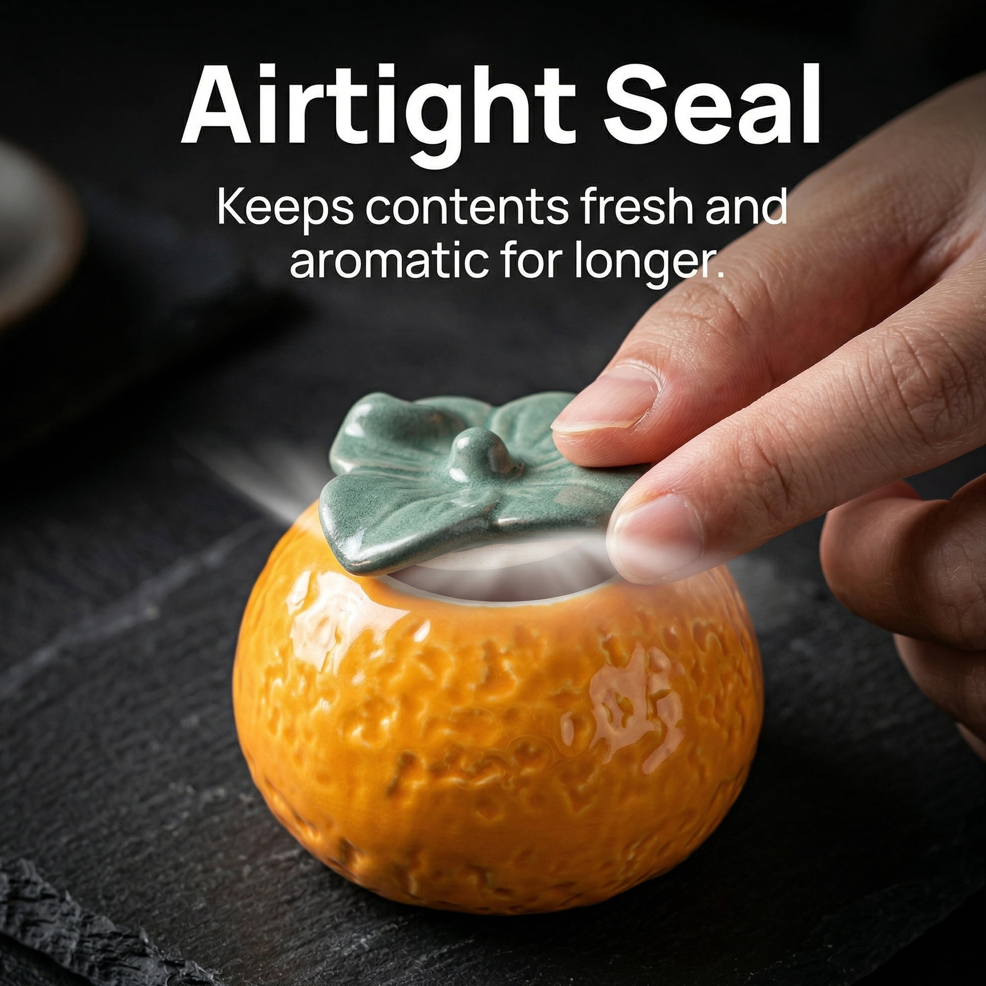 Unique Bargains Pumpkin Ceramic Jar with Airtight Lid for Fall Decor Orange Shape 2.8in