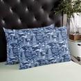 thumbnail image 4 of Navy Blue Garden Throw Pillow Cover 20 x 30 Inch Decorative Pillow Cover Modern Art Building Trees Landscape Lumbar Pillowcase Seasonal Rectangle Cushion Case for Couch Sofa Bed Living Room, 4 of 7