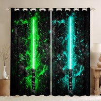 Castle Fairy Gamepads Lightsaber Black Out Curtains for Kids Children Teens,Video Game Curtains Pack of 2 (42x63 Each),Galaxy Universe Bedroom Curtains,Microfiber Bedroom Decor