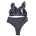 thumbnail image 6 of FAOWME Bikini Set For Women Polka Dot Print Deep V Neck Ruffles Comfortable Stylish Two Piece Swimsuit Swimwear For Pool Beach,Black,Xl, 6 of 6