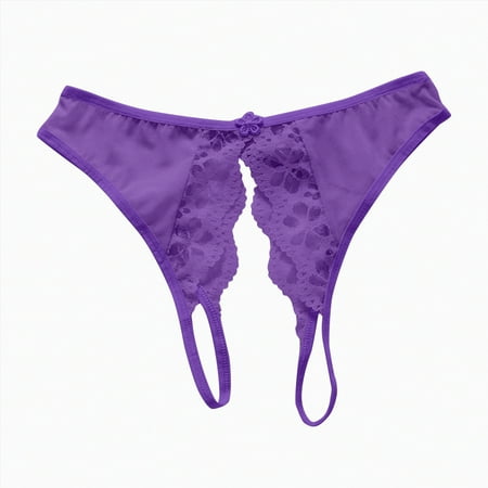 Meiodtion Underwear for Women Seamless Thong Comfort High Waisted Panties Cute G String Waistband Stretchable Panty  Purple  One Size