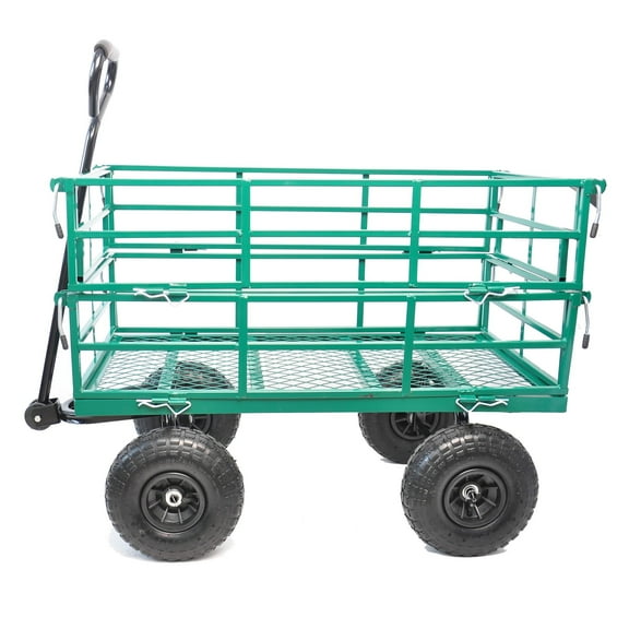 Resenkos Extra Large Collapsible Wagon, Heavy Duty Big All-Terrain Wheels Utility Beach Wagon Cart, for Camping Garden Sport Festival, Metal, Green