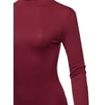 thumbnail image 4 of A2Y Women's Fitted Solid Long Sleeve Mock Neck Rayon Top Shirt Ruby Burgundy S, 4 of 6