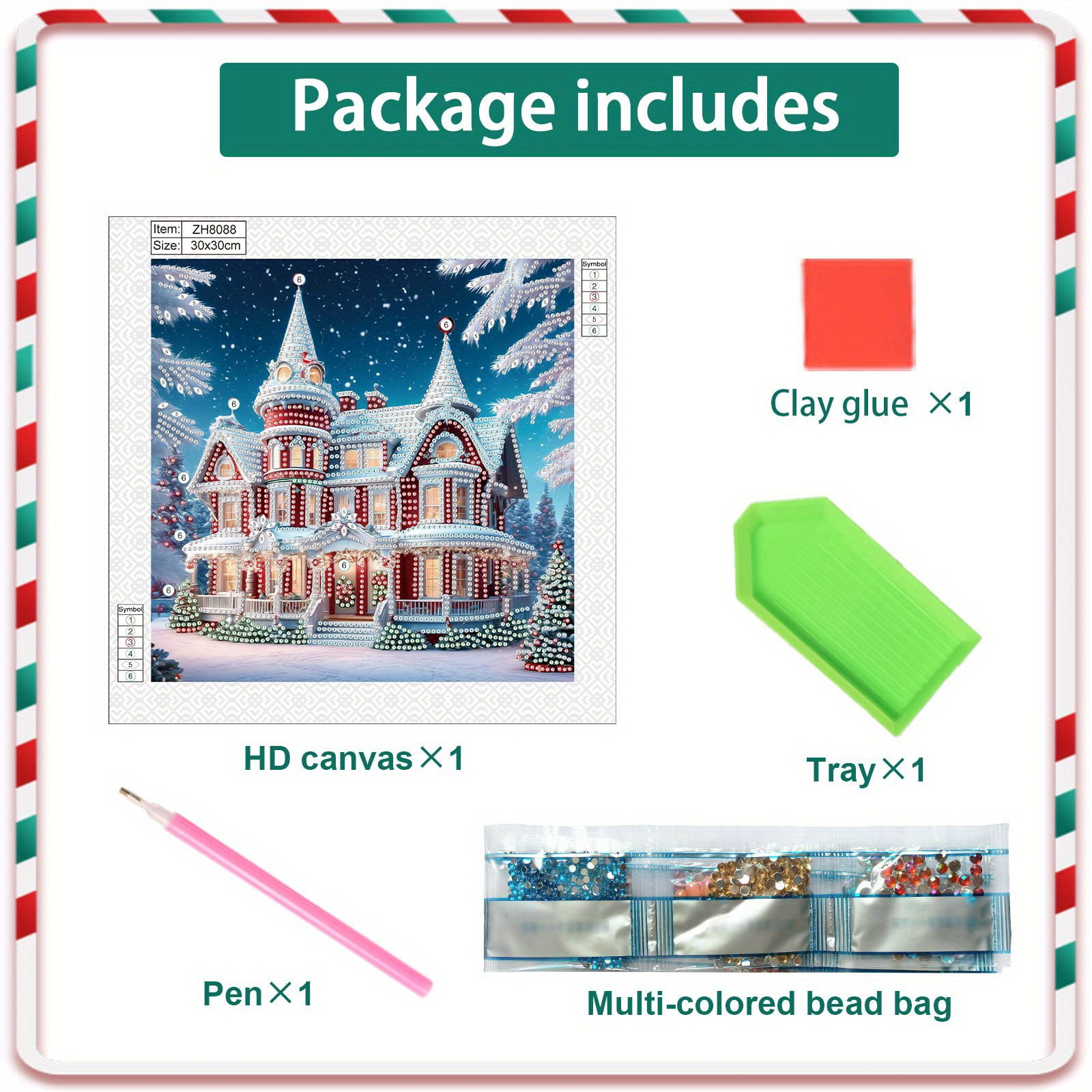 VNLMKS Bricolage 5D Kit De Peinture Diamant, Diamond Painting Kit Complet Motif Père Noël Diamant Painting Broderie Point De Croix Artisanat