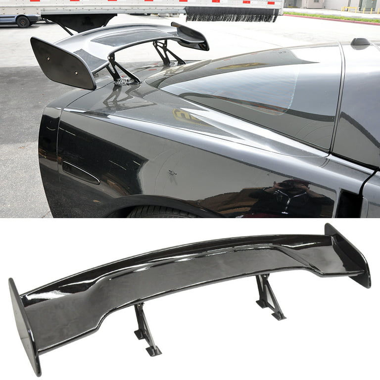 Universal Fit 57In JDM GT Style Rear Trunk lid Spoiler Wing Lip ABS Gloss  Black