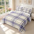 thumbnail image 3 of Manfei Modern Checkered Quilt King,Geometric Check King Coverlet Set,Beige Purple,3 Pieces,1 Bedspread and 2 Pillowcases, 3 of 7