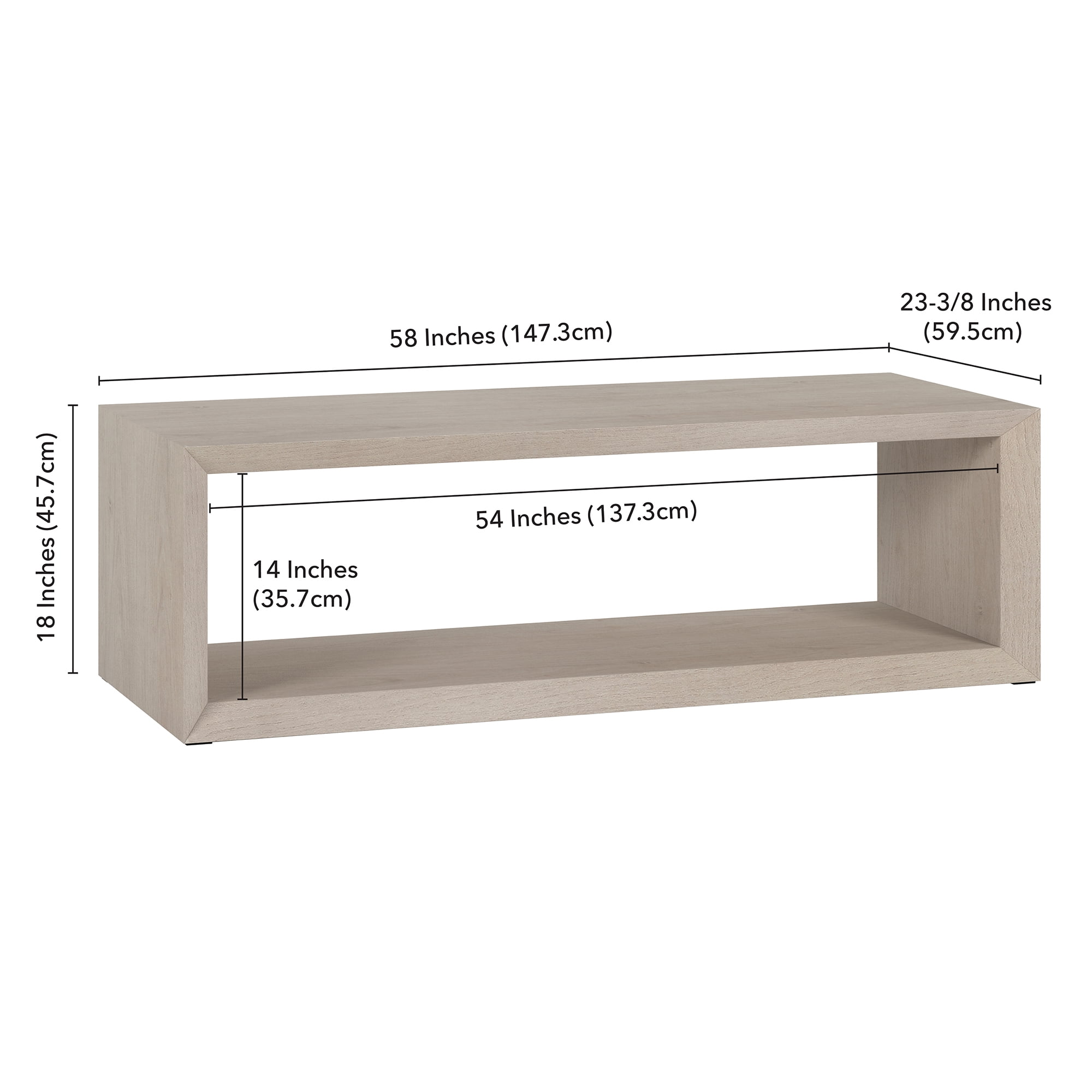 Evelyn&Zoe Osmond 58" Wide Rectangular Coffee Table, Alder White