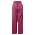 thumbnail image 6 of QLEICOM Womens Slacks Women's Relaxed Fit Straight Leg Pants Solid Cotton Linen Drawstring Elastic Waist Long Wide Leg Pants Work Cargo Casual Pants Wide Leg Pants Relaxed Fit Trousers Hot Pink M, 6 of 6