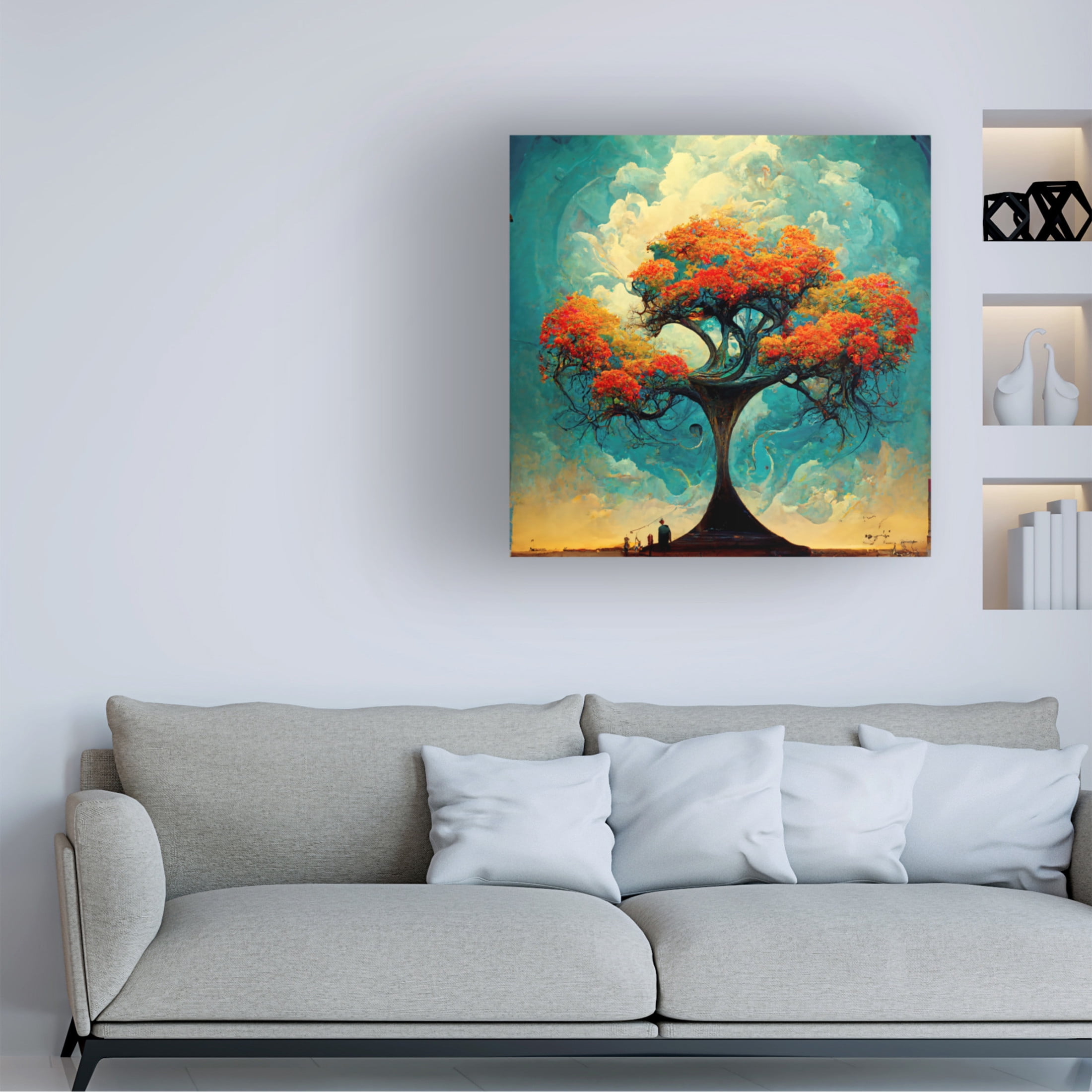 Canvas Wall Art - Ray Heere 'Tree Of Life 17' Wall Art for Living Room, Bedroom, or Office Décor by Trademark Fine Art - 14 x 14 Inches