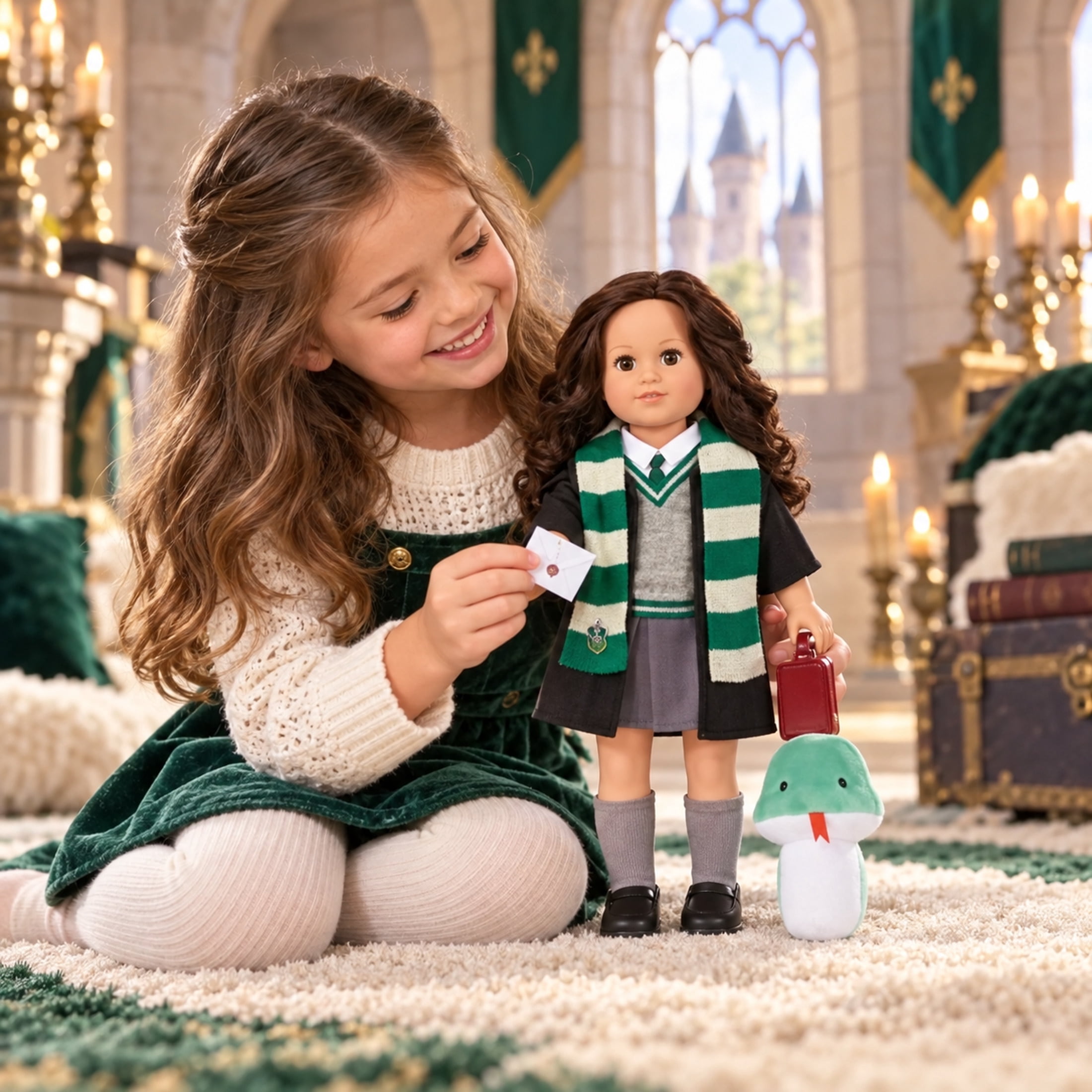 My Life As Harry Potter Slytherin 18-inch Posable Doll with Brunette Hair, Brown Eyes, Hogwarts-Inspired Outfit & Accessories