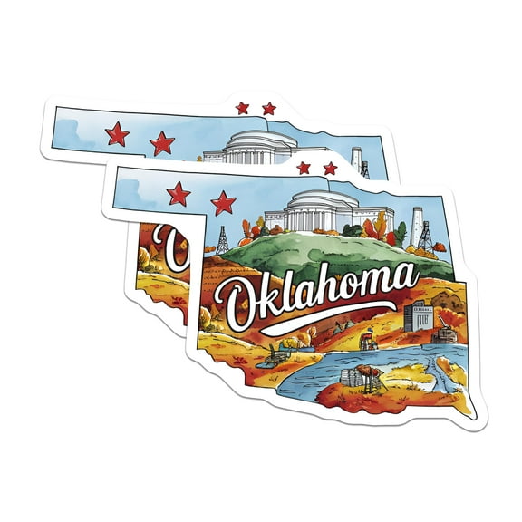(2 Pack) Oklahoma State Magnets - Travel Souvenir - State Map Collector's Item - 5" On Longest Side - for Cars, Fridges, Toolboxes - Made in USA - MAG6289