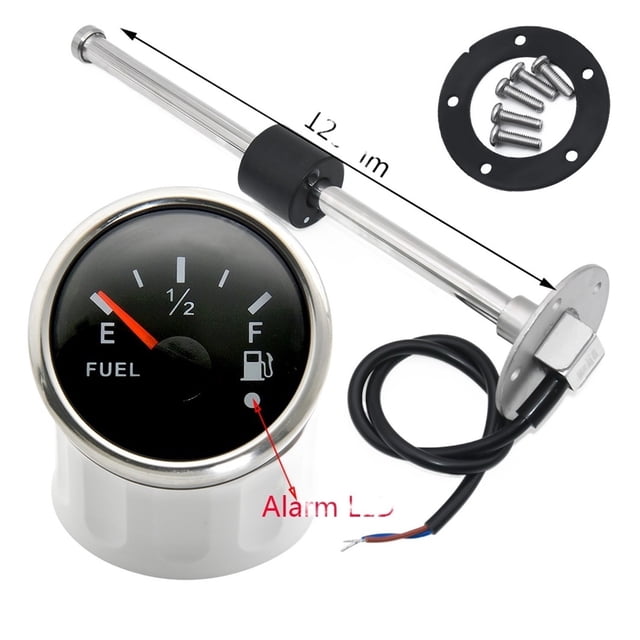 Fuel Level Gauge With Fuel Level Sensor 52mm Fuel Level Meter With ALARM LED Red Backlight 150 200 250 300mm 0-190 Ohm Sensor ,Suits Most Tanks