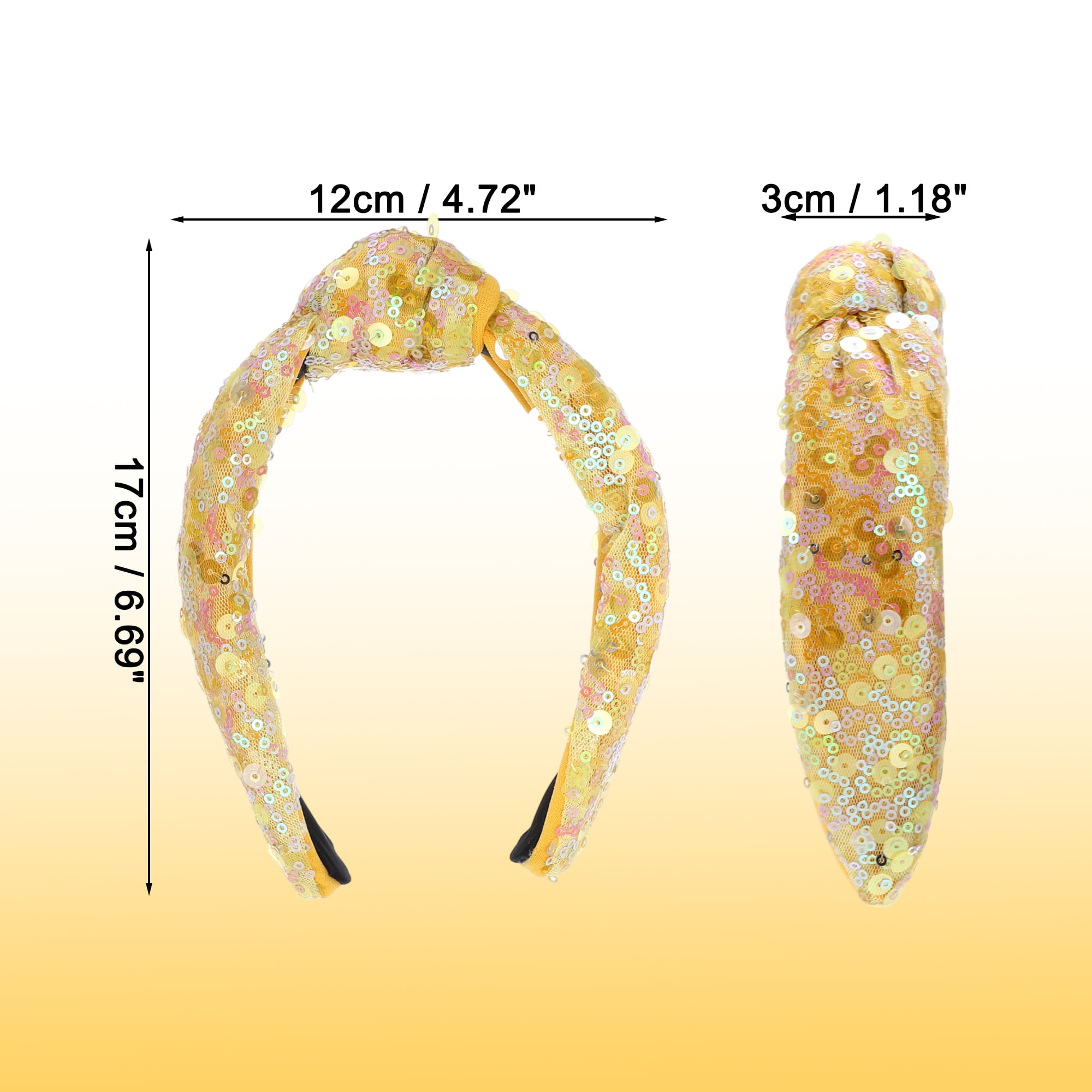 Unique Bargains Cute Sequined Hairbands for Women Yellow