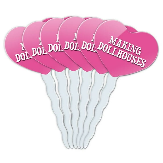 Making Dollhouses Heart Love Cupcake Picks Toppers - Set of 6