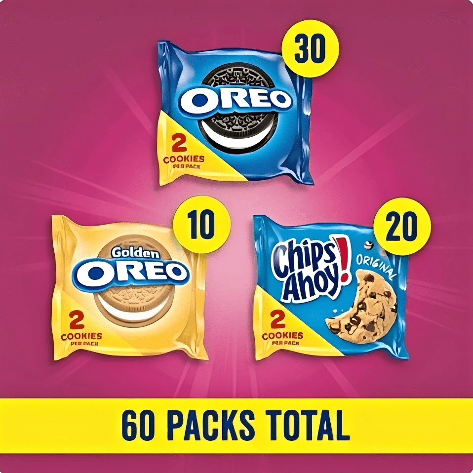 Nabisco Sweet Treats Variety Pack, 60 Two-Cookie Packs – OREO, OREO Golden & CHIPS AHOY!