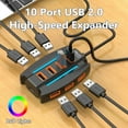 thumbnail image 4 of 10 IN1 USB Hub, 3.9ft Long Cable Multiport Adapter Extender with RGB Light for Laptop, Desktop, PC, 4 of 10