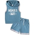 thumbnail image 2 of SANMIO Toddler Boy Clothes Summer Outfits Hoodie Sleeveless Tank Tops and Shorts Set with Pockets 2 Piece Clothing Set, 2 of 7