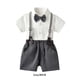 thumbnail image 3 of Sonducket Conjunto de pantalones y camisa de manga corta de verano para niños, ropa de fiesta, banquete, boda, pajarita, pantalones cortos con conjuntos de ropa Gris 80cm, 3 of 6