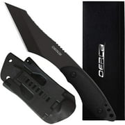OERLA OL-0022P Fixed Blade Outdoor Duty Straight Knife Full Tang 420HC Stainless Steel Camping Hunting Knife with G10 Handle Waist Clip EDC Kydex Sheath (Black)