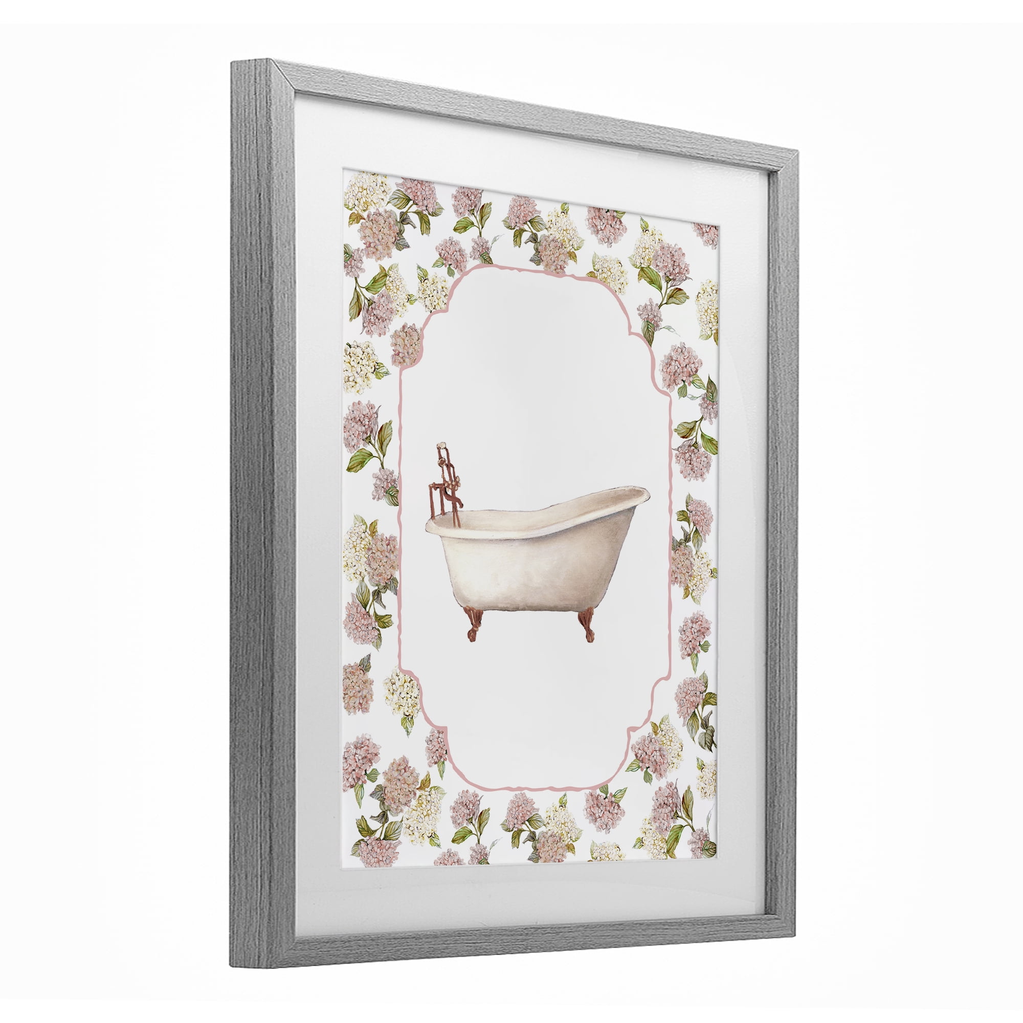 Stupell Industries Elegant Hydrangeas Bathtub Gray Framed Print Under Glass, design by Carol Robinson