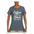 thumbnail image 2 of Wild Bobby Coffee Gets Me Started Jesus Keeps Me Going Inspirational/Christian Women Graphic Tee, Charcoal, Medium, 2 of 5