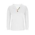 thumbnail image 6 of Waffle Knit Tops for Women Long Sleeve Shirts Casual V-Neck Loose Fit Pullover Lounge T-shirts, 6 of 6