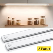 Under Cabinet Lighting 16 inches, 108 LED Battery Operated Closet Light Indoor, 3 Color & Stepless Dimming Motion Sensor Lights, Magnetic Under Counter Lights for Kitchen, Pantry, Stairs - 2 pack